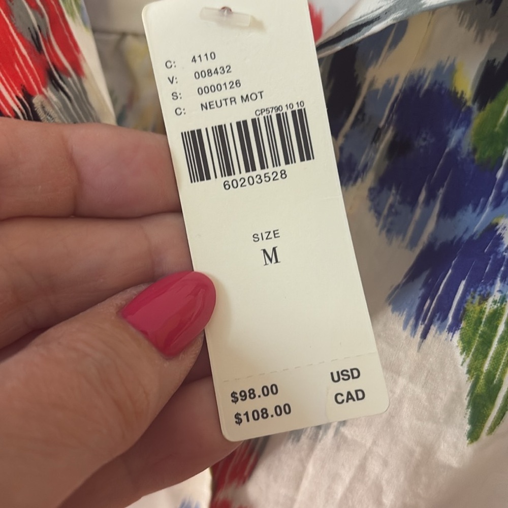 Maeve Multicolor Floral Button-Down Shirt (White Base) - Picture 6 of 9